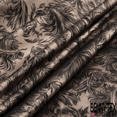 Polyamide élasthanne lingerie motif quadrillage maille jersey tricot endroit noir fond or moutarde