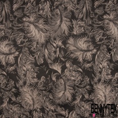 Polyamide élasthanne lingerie motif quadrillage maille jersey tricot endroit noir fond or moutarde