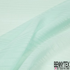 Mousseline de Soie gaufrée rayure fantaisie horizontale ton sur ton poudre verte aqua