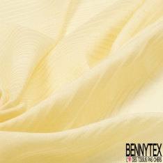 Mousseline de Soie gaufrée rayure fantaisie horizontale ton sur ton jaune pastel