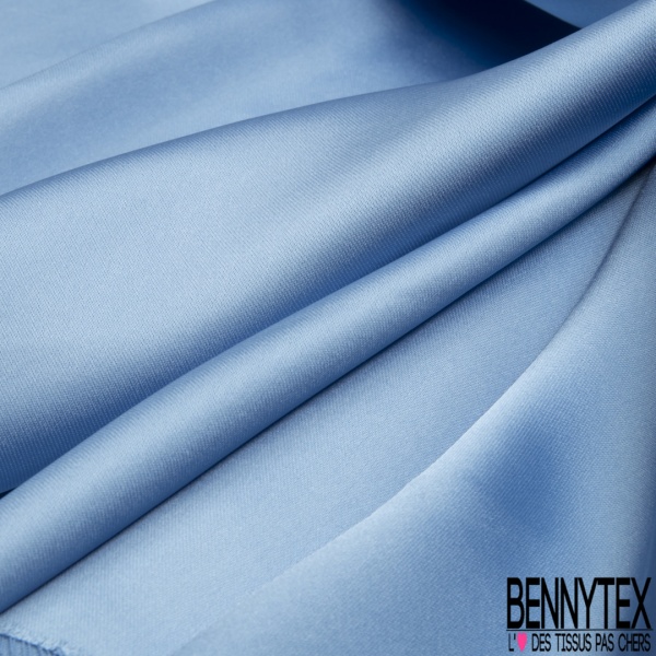 Drap satin élasthanne lourd touché soie céruleum