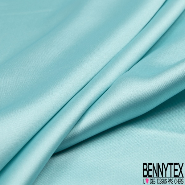 Drap satin élasthanne lourd touché soie ciel d'aqua
