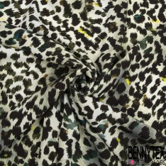 Crêpe viscose imprimé petite étoile framboise fond blanc discret