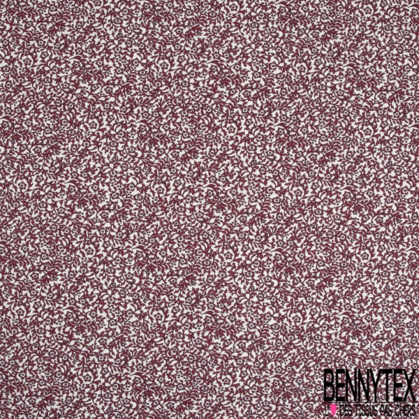Fibranne Viscose touché Pashmina imprimé floral cachemire vintage multicolore fond grenat