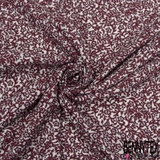 Fibranne Viscose touché Pashmina imprimé floral cachemire vintage multicolore fond grenat