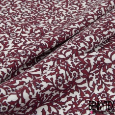 Fibranne Viscose touché Pashmina imprimé floral cachemire vintage multicolore fond grenat