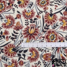 Fibranne Viscose touché Pashmina imprimé mini fleur champêtre sable fond noir