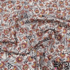 Fibranne Viscose touché Pashmina imprimé mini fleur champêtre sable fond noir