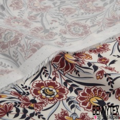 Fibranne Viscose touché Pashmina imprimé mini fleur champêtre sable fond noir