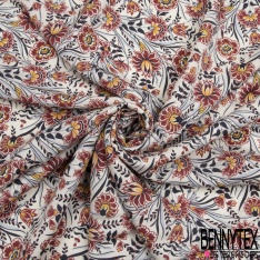 Fibranne Viscose touché Pashmina imprimé mini fleur champêtre sable fond noir