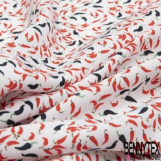 Fibranne viscose imprimé bouquet floral champêtre rose fond noir fantaisie point olive