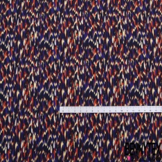 Fibranne viscose imprimé feuillage tropicale stylisé fantaisie rouge gris blanc olive kaki fond noir