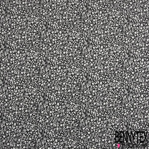 Crêpe viscose imprimé mini fleur champêtre blanche fond sang de taureau