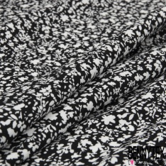 Crêpe viscose imprimé mini fleur champêtre blanche fond sang de taureau
