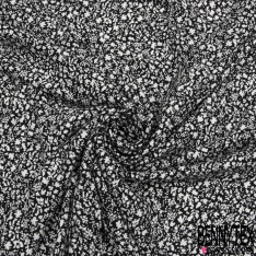 Crêpe viscose imprimé mini fleur champêtre blanche fond sang de taureau