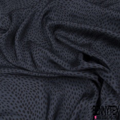Satin Viscose imprimé grande fleur tropicale fond marine