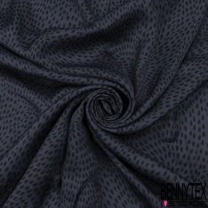 Satin Viscose imprimé grande fleur tropicale fond marine