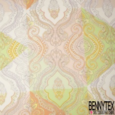 Satinette polyester grand imprimé cachemire multicolore seventie's