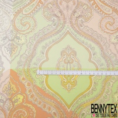 Satinette polyester grand imprimé cachemire multicolore seventie's