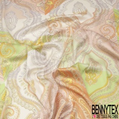 Satinette polyester grand imprimé cachemire multicolore seventie's