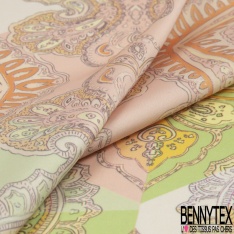 Satinette polyester grand imprimé cachemire multicolore seventie's