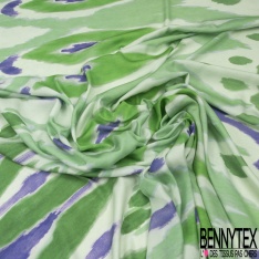 Satinette polyester imprimé cachemire champêtre estivale multicolore fond blanc discret