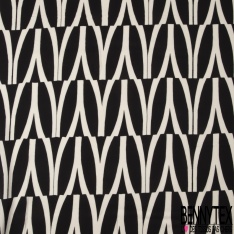 Satin Viscose imprimé petit pépin noir fond vert chasseur