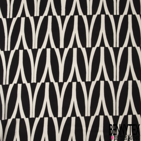 Satin Viscose imprimé petit pépin noir fond vert chasseur