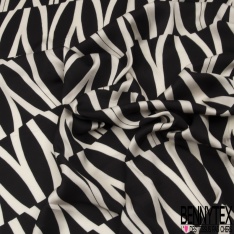Satin Viscose imprimé petit pépin noir fond vert chasseur