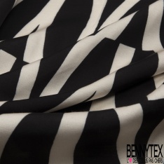Satin Viscose imprimé petit pépin noir fond vert chasseur