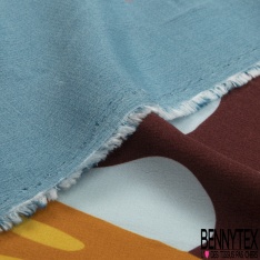 Crêpe viscose imprimé mini fleur champêtre rôsée du matin fond rouge profond