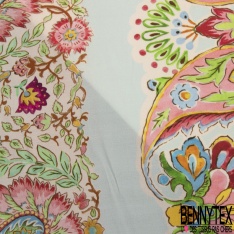 Crêpe georgette viscose fin imprimé papier peint floral rétro fond noir
