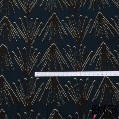 Satin Viscose imprimé zébrure stylisée blanc cassé fond noir
