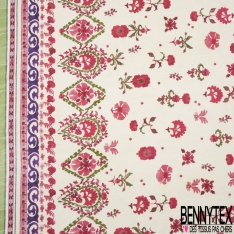 Voile Viscose simple base imprimé petite fleur fantaisie grenat fond rosée du matin