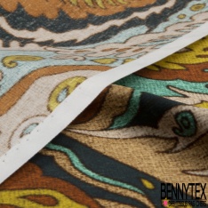 Satin polyester imprimé marbrure coloris camaïeu terre nature élégant