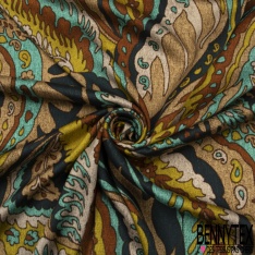Satin polyester imprimé marbrure coloris camaïeu terre nature élégant