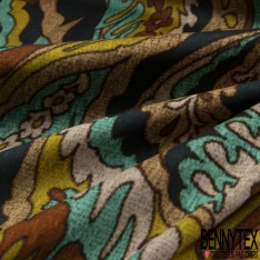 Satin polyester imprimé marbrure coloris camaïeu terre nature élégant