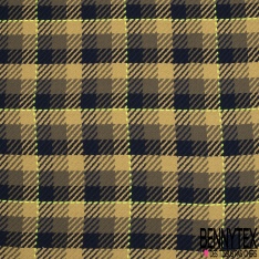 Coupon 3m coton natté quadrillage écru purple camaïeu de bleu