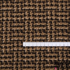 Coupon 3m coton natté chevron en biais noir olive kaki mordoré chocolat blanc cassé