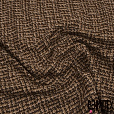 Coupon 3m coton natté chevron en biais noir olive kaki mordoré chocolat blanc cassé
