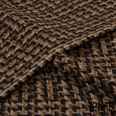Coupon 3m coton natté chevron en biais noir olive kaki mordoré chocolat blanc cassé