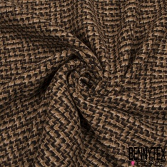 Coupon 3m coton natté chevron en biais noir olive kaki mordoré chocolat blanc cassé