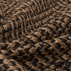 Coupon 3m coton natté chevron en biais noir olive kaki mordoré chocolat blanc cassé