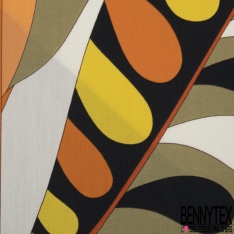 1 panneau Popeline coton élasthanne imprimé seventie's multicolore
