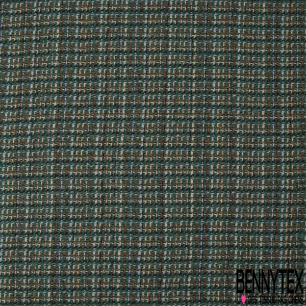 Laine nattée fine motif pied de puce noir ficelle