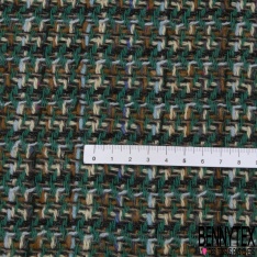 Laine nattée fine motif pied de puce noir ficelle