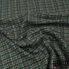 Laine nattée fine motif pied de puce noir ficelle