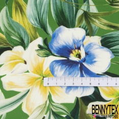 Deux panneaux twill satiné polyester imprimé floral cachemire multicolore fond blanc cassé