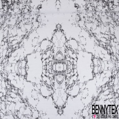 Brocart coton motif marbrure noir blanc discret