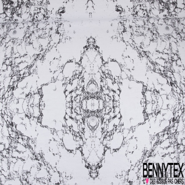 Brocart coton motif marbrure noir blanc discret